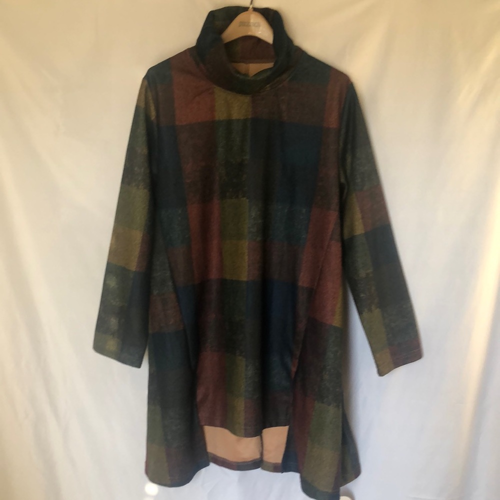 MORDENMISS cotton/polyester multi colored plaid print dress. Size XL.